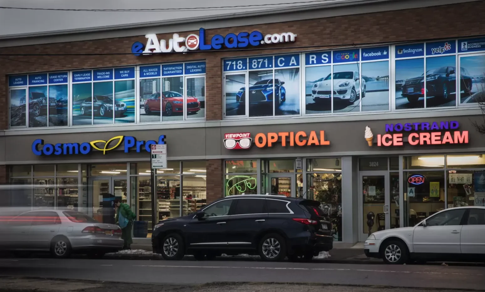 eAutoLease car leasing office exterior on Nostrand Avenue Brooklyn NY